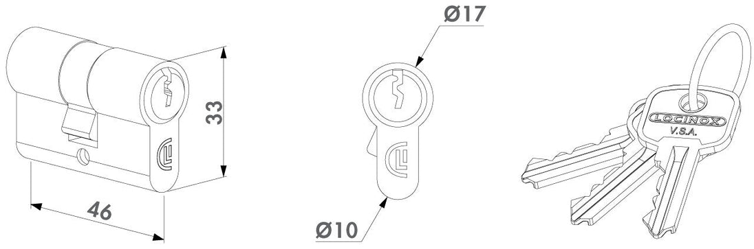 Locinox euro profilio cilindras simetrinis.