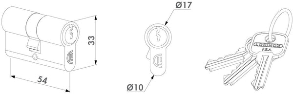Locinox euro profilio cilindras simetrinis.