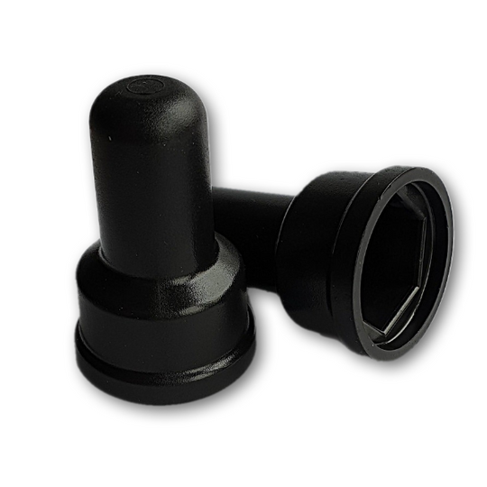 Veržlės su poveržle ir varžto prailgintas dangtelis.