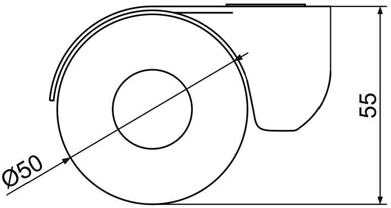 Ratukas baldinis pasukamas platus ø50mm.