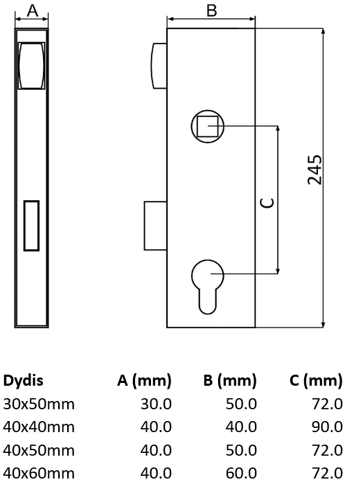 Spyna įleidžiama su įdėklu.